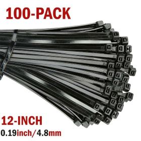 Household and Commercial Multi Usage Nylon Cable Wire Zip Ties (Color: Black, size: 12 Inch)
