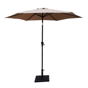 8.8 feet Outdoor Aluminum Patio Umbrella, Patio Umbrella, Market Umbrella with 42 Pound Square Resin Umbrella Base, Push Button Tilt and Crank lift (Color: as Pic)
