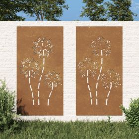 Patio Wall Decorations 2pcs 41.3"x21.7" Corten Steel Flower Design (SKU: 824487)